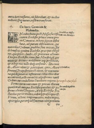 De horis Canonicis & Psalmodiis.