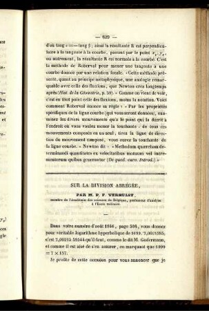 Sur la division abrégée.