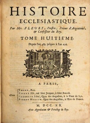 Histoire Ecclesiastique, 8. Depuis l'an 483. jusques à l'an 678