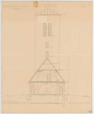 Fischer, Theodor; Planegg bei München (Bayern); Ev. Waldkirche - Westseite (Schnitt)