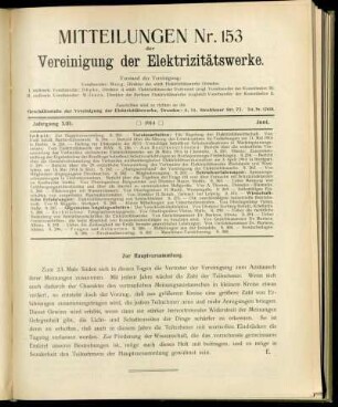 Mitteilung Nr. 153. Jg. 13, Juni 1914