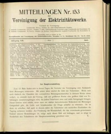 Mitteilung Nr. 153. Jg. 13, Juni 1914