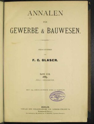 17.1885=193/204: Annalen für Gewerbe und Bauwesen