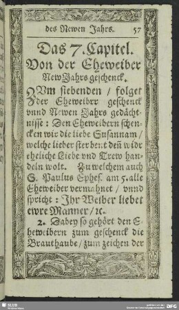 Das 7. Capitel. Von der Eheweiber New Jahrsgeschenck