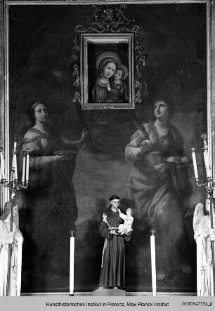 Die Märtyrerheiligen Lucia und Agathe verehren die Madonna
