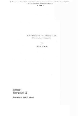 Bibliographie zur Koordination
