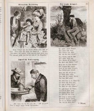 "Mütterliche Belehrung" "Schreckliche Anstrengung" "Der ärmste Krüppel"