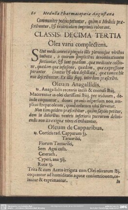 Classis Decima Tertia Olea varia complectens