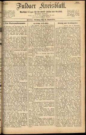 Erste Ausgabe vom Dienstag, den 12. September 1882.
