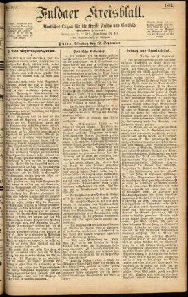 Erste Ausgabe vom Dienstag, den 12. September 1882.