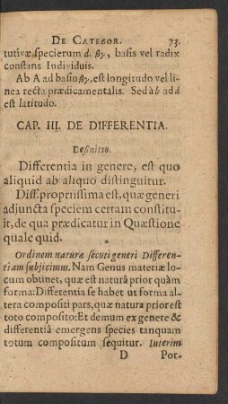 Cap. III. De Differentia.