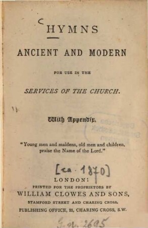 Hymns ancient and modern for use in the services of the church
