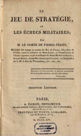Le Jeu de Stratégie ou les échees militaires