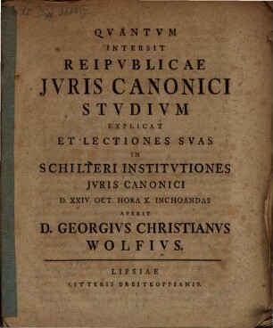 Quantum intersit reipublicae iuris canonici studium