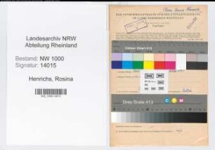 Entnazifizierung Rosina Henrichs, geb. 15.04.1916 (Postassistentin)