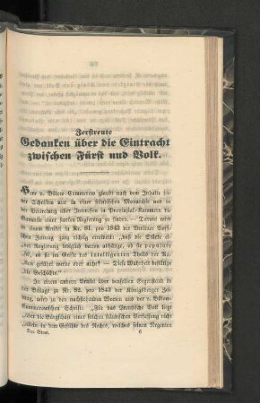 Zerstreute Gedanken über die Eintracht zwischen Fürst und Volk.