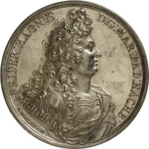 Medaille von Anton Meybusch auf die regierungslose Markgrafschaft Baden, 1689