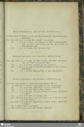 Berichtigungen zur dritten Abtheilung