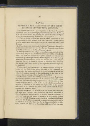 XXVIII. Report by the Committee of the Clyde Trustees on the weir question.
