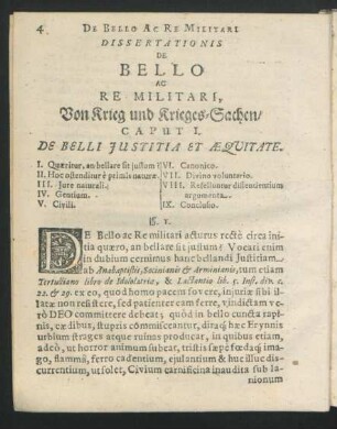 Caput I. De Belli Iustitia Et Aequitate.