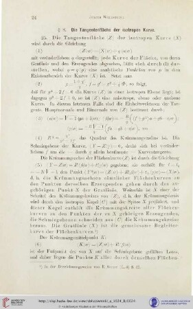 § 8. Die Tangentenfläche der isotropen Kurve