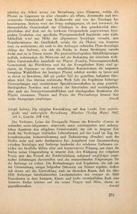 251 [Rezension] Laloux, Josef, Die religiöse Entwicklung auf dem Lande