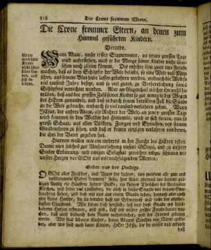 Die Crone frommer Eltern, an denen zum Himmel geführten Kindern.
