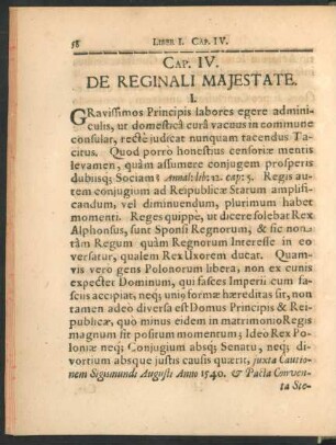 Cap. IV. De Reginali Maiestate.