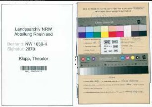 Entnazifizierung Theodor Klopp , geb. 18.01.1892 ()