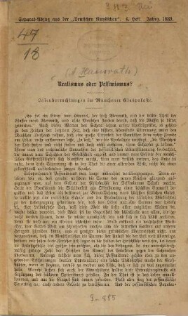 Realismusoder Pessimismus : Laienbetrachtungen im Münchener Glaspalaste. [Kopftitel.]