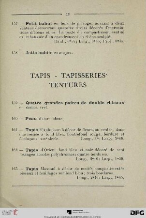 Tapis – Tapisseries - Tentures