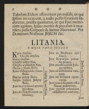 Litania. O Mece Pana Jezusa.