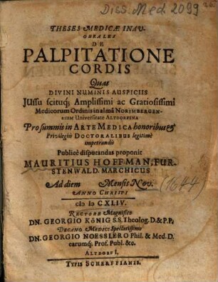 Theses Medicae Inaugurales De Palpitatione Cordis