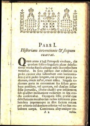 Pars I. Historiam inventionis & scopum ewarrat.
