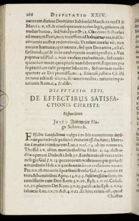 Disputatio XXIV. De Effectibus Satisfactionis Christi