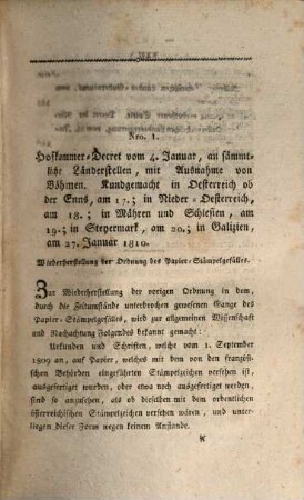 Sammlung der sämmtlichen politischen und Justiz-Gesetze, welche unter der Regierung Sr. Majestät Kaisers Franz des I. in den sämmtlichen k. k. Erbländern erlassen worden sind : in chronolog. Ordnung. 2=27. 1810, Gesetze vom 1. Januar bis letzten Junius