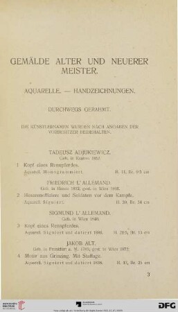Gemälde alter und neuerer Meister (Nr. 1-101)