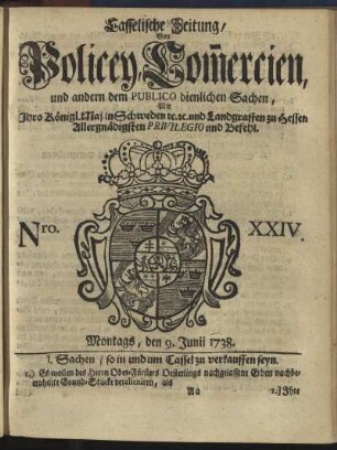 Nro. XXIV, Montags, den 9. Junii 1738