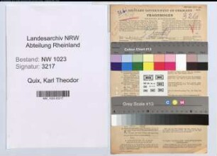 Entnazifizierung Karl Theodor Quix , geb. 04.04.1893 (Verw.Beamter)