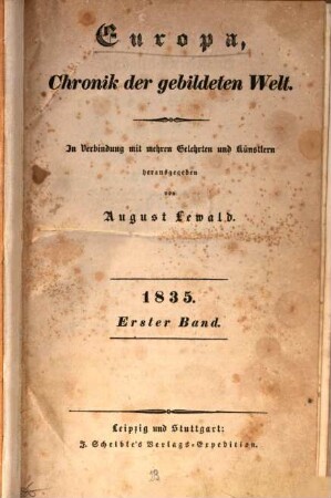 A. Lewald's Europa : Chronik der gebildeten Welt. 1835,1