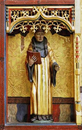 Spätgotische Retabel mit Strahlenkranz-Madonna — Heiliger Hieronymus