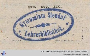 [Provenienz]: Gymnasium Stendal / Lehrerbibliothek