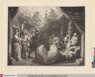 [Allegorie auf den Zustand Frankreichs; Hercules overlegt met Mars en Minerva]