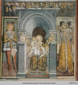 Thronende Madonna mit Kind, dem Heiligen Sebastian und der Heiligen Agatha