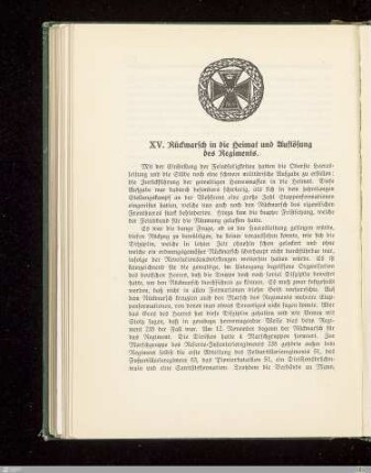 XV. Rückmarsch in die Heimat und Auflösung des Regiments