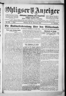 Ohligser Anzeiger : Ohligser Zeitung und Tageblatt ; einzige in Ohligs erscheinende Tageszeitung