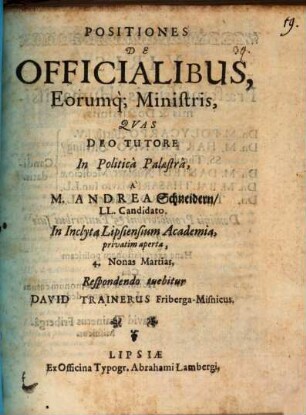 Positiones de officialibus, eorumque ministris