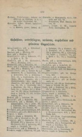 Gestohlene, unterschlagene, verlorene, angehaltene und gefundene Gegenstände