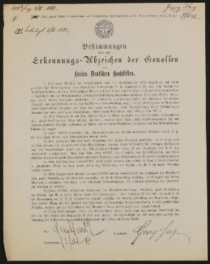 Bestimmungen über das Erkennungs-Abzeichen der Genossen des Freien Deutschen Hochstifts - Georg Fay