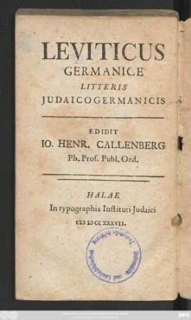 Leviticus Germanice Litteris Judaico Germanicis